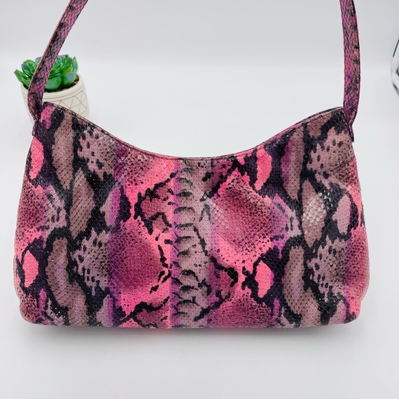 Rob Ference Vintage Y2K Pink Purple Ombré Snakskin Print Shoulder Hobo Bag - Picture 4 of 11